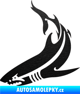 Samolepka Žralok 005 levá škrábaný kov černý