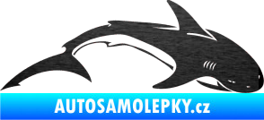 Samolepka Žralok 007 pravá škrábaný kov černý