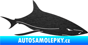 Samolepka Žralok 008 pravá škrábaný kov černý