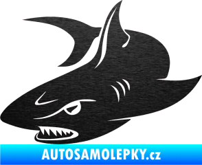 Samolepka Žralok 012 levá škrábaný kov černý