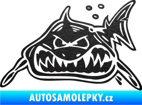 Samolepka Žralok levá škrábaný kov černý