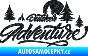Samolepka Adventure outdoor nápis les,hory a táborák Ultra Metalic černá