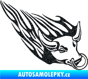 Samolepka Animal flames 010 pravá býk s kruhem Ultra Metalic černá