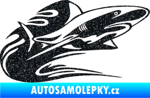 Samolepka Animal flames 037 pravá žralok Ultra Metalic černá