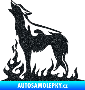 Samolepka Animal flames 066 levá vyjící vlk Ultra Metalic černá