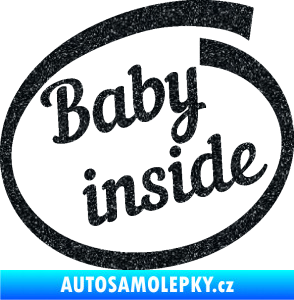 Samolepka Baby inside dítě v autě nápis Ultra Metalic černá