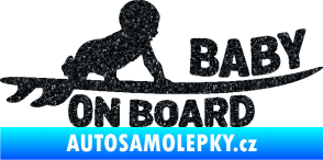 Samolepka Baby on board 010 pravá surfing Ultra Metalic černá