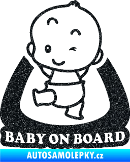 Samolepka Baby on board 011 levá s nápisem Ultra Metalic černá