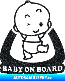 Samolepka Baby on board 011 pravá s nápisem Ultra Metalic černá