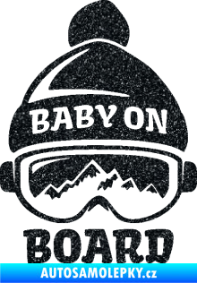 Samolepka Baby on board 012 levá na horách Ultra Metalic černá
