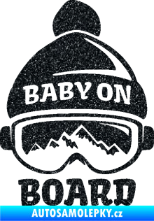 Samolepka Baby on board 012 pravá na horách Ultra Metalic černá