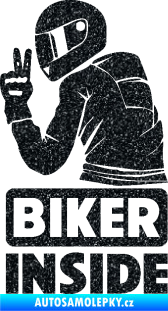 Samolepka Biker inside 003 levá motorkář Ultra Metalic černá
