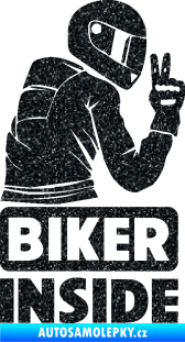 Samolepka Biker inside 003 pravá motorkář Ultra Metalic černá