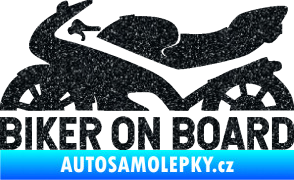 Samolepka Biker on board levá motorka Ultra Metalic černá
