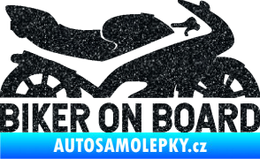 Samolepka Biker on board pravá motorka Ultra Metalic černá