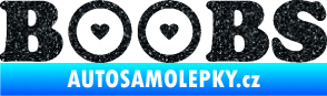 Samolepka Boobs nápis se srdíčky Ultra Metalic černá