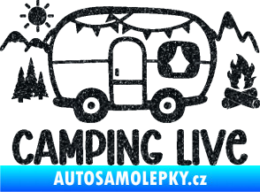 Samolepka Camping live 001 pravá cestování v karavanu Ultra Metalic černá