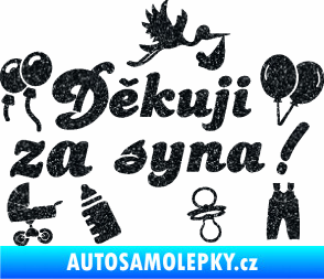 Samolepka Děkuji za syna nápis dítě v autě Ultra Metalic černá