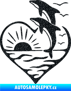 Samolepka Delfíni 002 levá západ slunce Ultra Metalic černá
