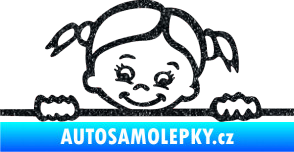 Samolepka Dítě v autě 030 levá malá slečna hlavička Ultra Metalic černá