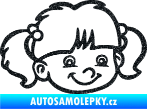 Samolepka Dítě v autě 035 pravá holka hlavička Ultra Metalic černá