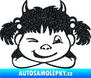 Samolepka Dítě v autě 056 pravá holčička čertice Ultra Metalic černá