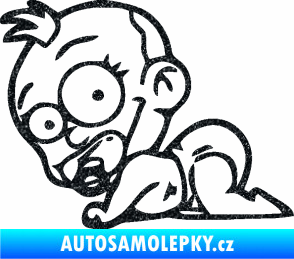 Samolepka Dítě v autě 067 levá lezoucí miminko Ultra Metalic černá