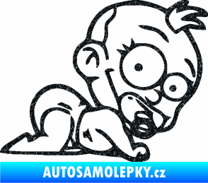 Samolepka Dítě v autě 067 pravá lezoucí miminko Ultra Metalic černá