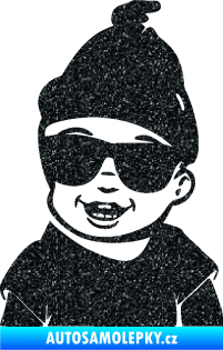 Samolepka Dítě v autě 081 levá chlapeček v brýlích Ultra Metalic černá