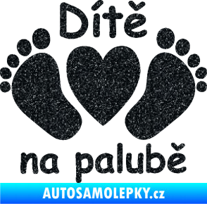 Samolepka Dítě v autě 089 nožičky s nápisem Ultra Metalic černá