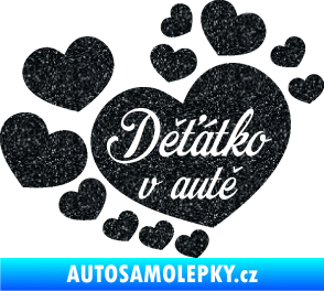 Samolepka Dítě v autě 092 nápis děťátko v autě se srdíčky Ultra Metalic černá