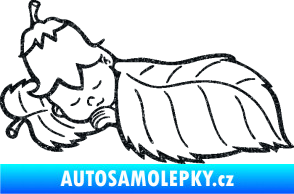Samolepka Dítě v autě 107 levá spinká na lístečku Ultra Metalic černá