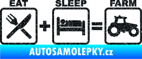 Samolepka Eat sleep farm Ultra Metalic černá