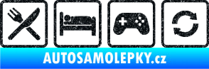 Samolepka Eat sleep game repeat hrát počítačové hry Ultra Metalic černá