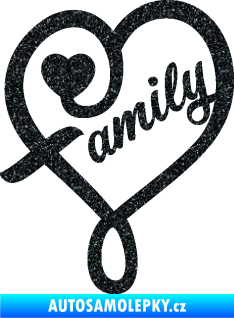 Samolepka Family 001 nápis se srdíčkem Ultra Metalic černá