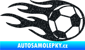 Samolepka Fotbalový míč 004 pravá v plamenech Ultra Metalic černá