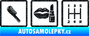 Samolepka Girl race car symboly brush, lipstick, shift Ultra Metalic černá