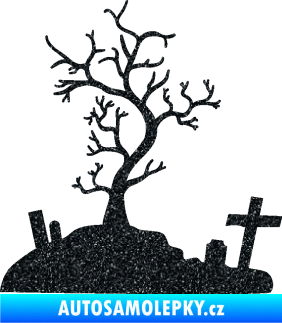 Samolepka Halloween 019 levá hřbitov Ultra Metalic černá