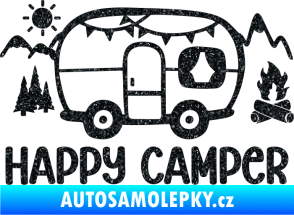 Samolepka Happy camper 002 pravá kempování s karavanem Ultra Metalic černá