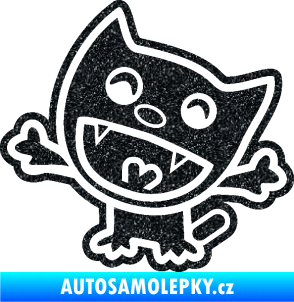 Samolepka Happy cat 002 levá šťastná kočka Ultra Metalic černá