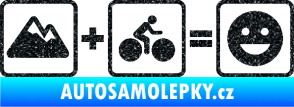 Samolepka Hory + kolo = veselý smajlík cyklista na horách Ultra Metalic černá