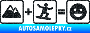 Samolepka Hory + snowboard = veselý smajlík Ultra Metalic černá