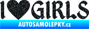Samolepka I love girls nápis se srdcem Ultra Metalic černá