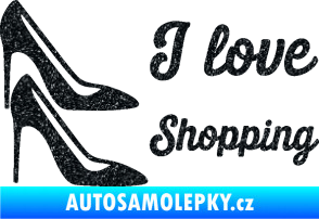 Samolepka I love shopping nápis  Ultra Metalic černá