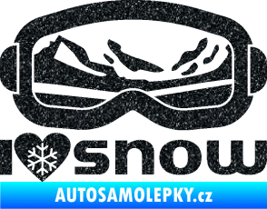 Samolepka I love snow nápis s brýlemi Ultra Metalic černá