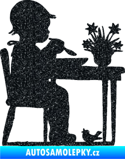 Samolepka Interiér 001 levá dítě u stolečku Ultra Metalic černá
