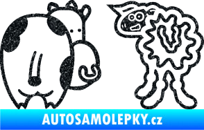 Samolepka JDM kravička a ovečka 001 levá Ultra Metalic černá