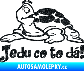 Samolepka Jedu co to dá! 001 levá nápis se želvou Ultra Metalic černá