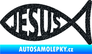 Samolepka Jesus rybička 003 křesťanský symbol Ultra Metalic černá