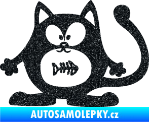 Samolepka Kočka 042 levá s rybou v bříšku Ultra Metalic černá